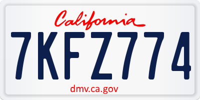 CA license plate 7KFZ774