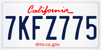 CA license plate 7KFZ775