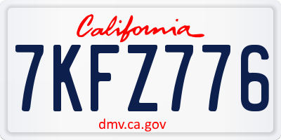 CA license plate 7KFZ776