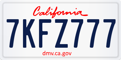 CA license plate 7KFZ777