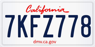 CA license plate 7KFZ778