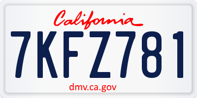 CA license plate 7KFZ781