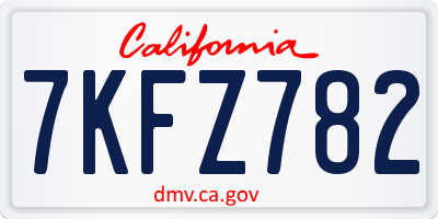 CA license plate 7KFZ782