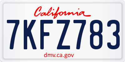 CA license plate 7KFZ783