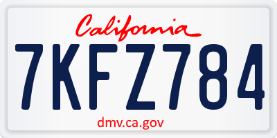 CA license plate 7KFZ784