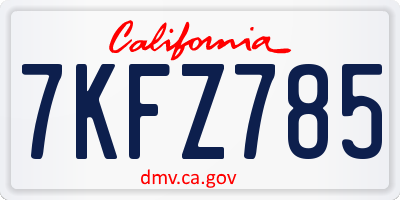 CA license plate 7KFZ785