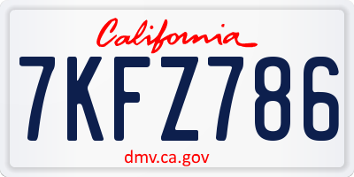 CA license plate 7KFZ786