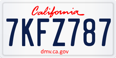 CA license plate 7KFZ787