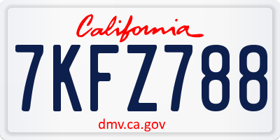 CA license plate 7KFZ788
