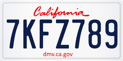 CA license plate 7KFZ789