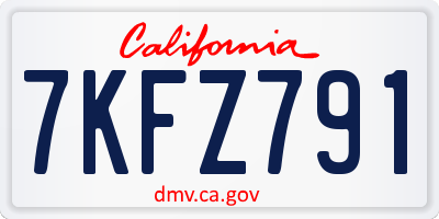 CA license plate 7KFZ791