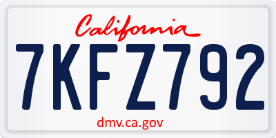 CA license plate 7KFZ792