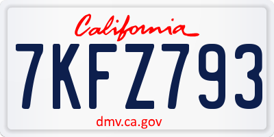 CA license plate 7KFZ793