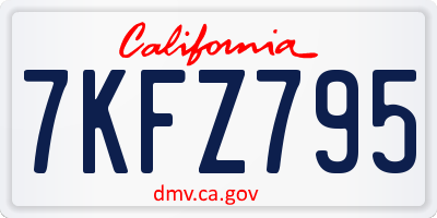 CA license plate 7KFZ795