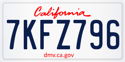 CA license plate 7KFZ796