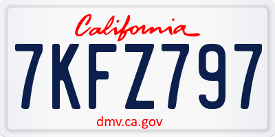 CA license plate 7KFZ797