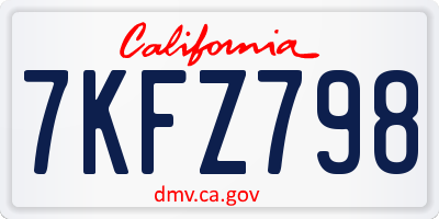 CA license plate 7KFZ798