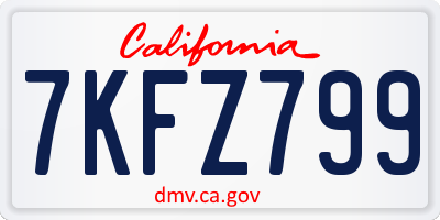 CA license plate 7KFZ799