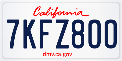 CA license plate 7KFZ800