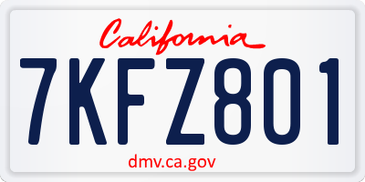 CA license plate 7KFZ801