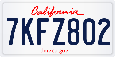 CA license plate 7KFZ802