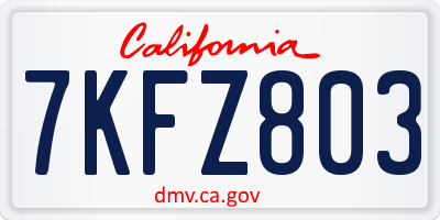 CA license plate 7KFZ803