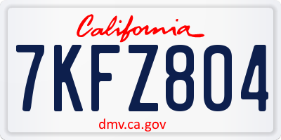 CA license plate 7KFZ804