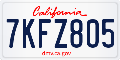 CA license plate 7KFZ805