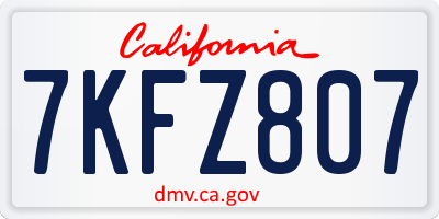 CA license plate 7KFZ807