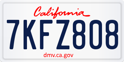 CA license plate 7KFZ808