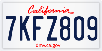 CA license plate 7KFZ809