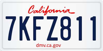 CA license plate 7KFZ811