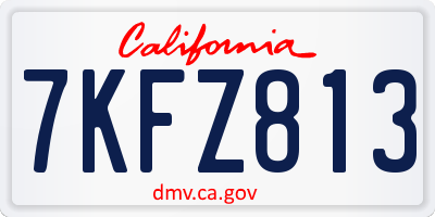 CA license plate 7KFZ813