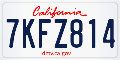 CA license plate 7KFZ814