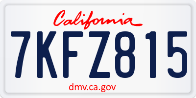 CA license plate 7KFZ815