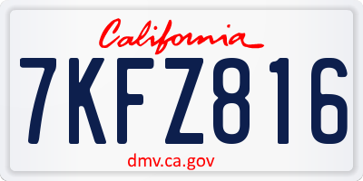 CA license plate 7KFZ816