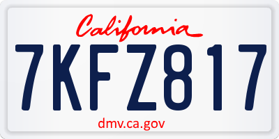 CA license plate 7KFZ817