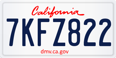 CA license plate 7KFZ822