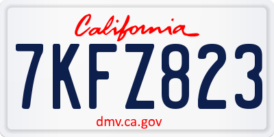 CA license plate 7KFZ823