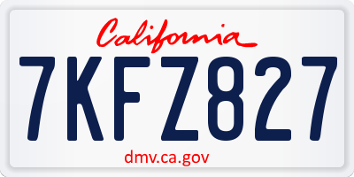 CA license plate 7KFZ827