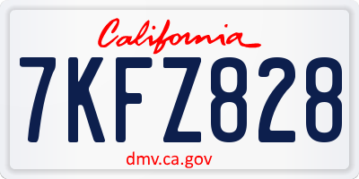 CA license plate 7KFZ828