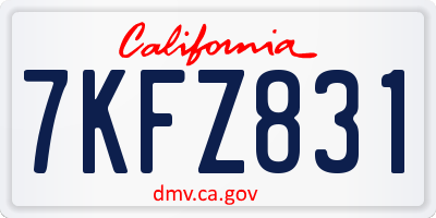 CA license plate 7KFZ831