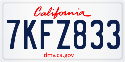CA license plate 7KFZ833