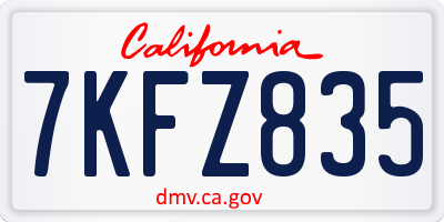 CA license plate 7KFZ835
