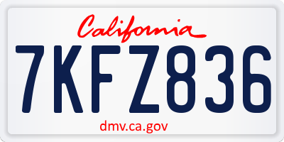 CA license plate 7KFZ836