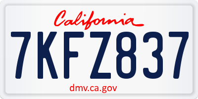 CA license plate 7KFZ837