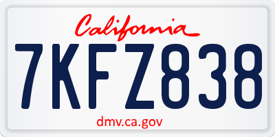 CA license plate 7KFZ838