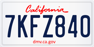 CA license plate 7KFZ840