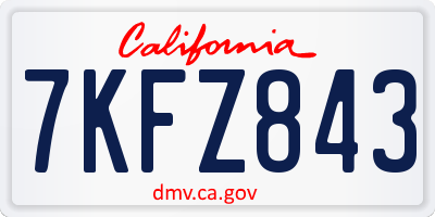 CA license plate 7KFZ843