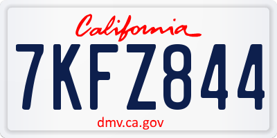 CA license plate 7KFZ844